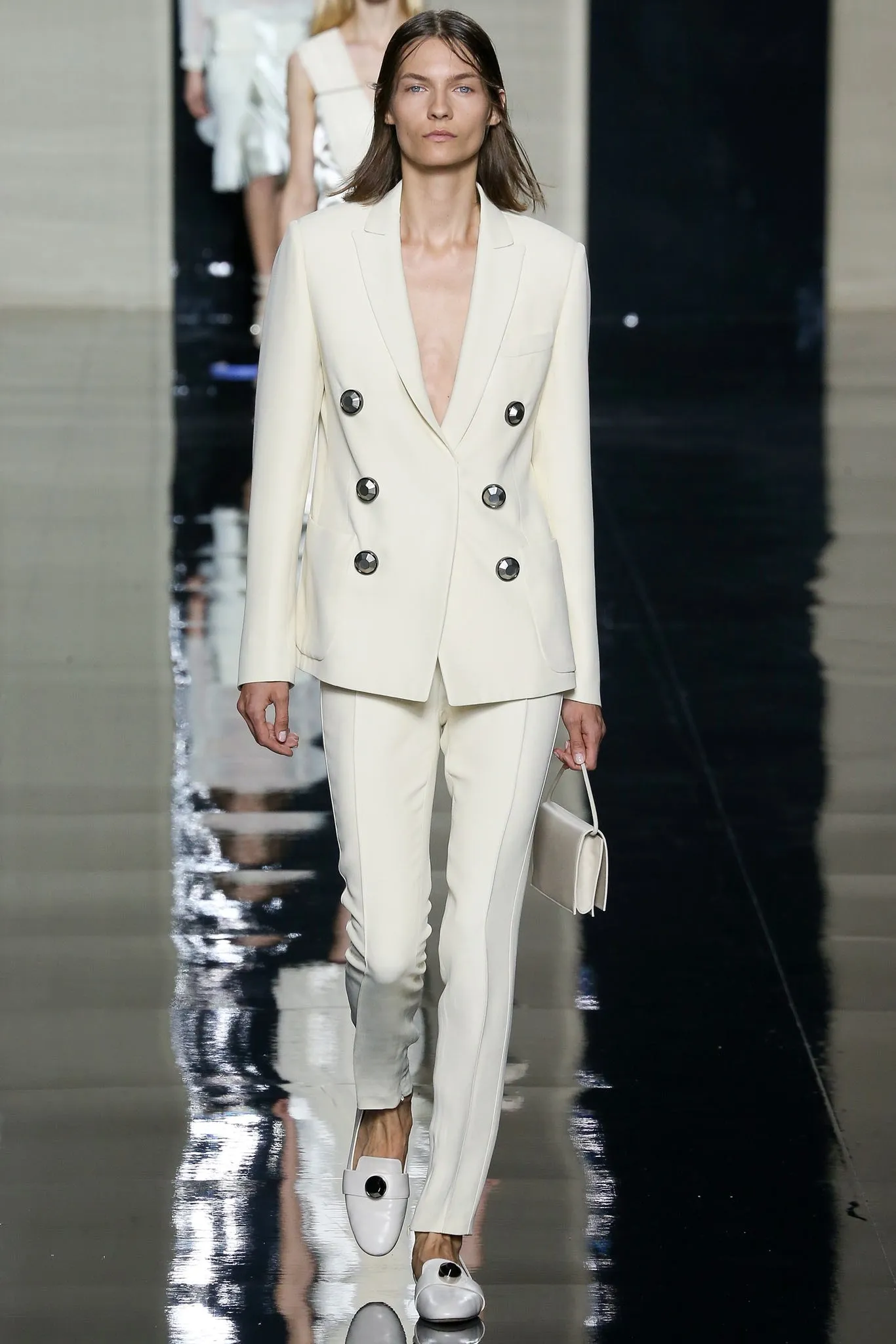 Christopher Kane Spring 2015 Runway Ivory Jacket with Silver Buttons