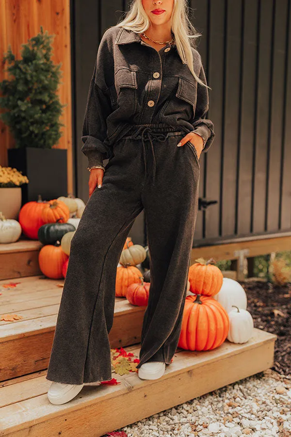 Cozy Daydream High Waist Vintage Wash Pants in Vintage Black