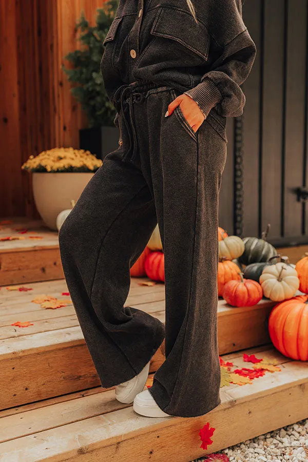 Cozy Daydream High Waist Vintage Wash Pants in Vintage Black