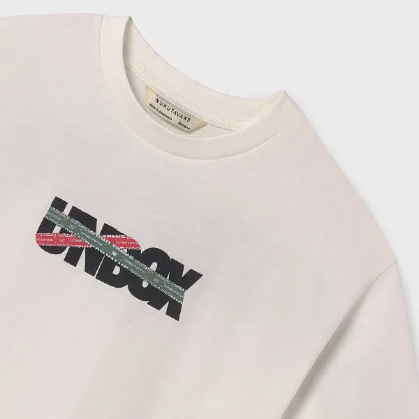 CREAM PRINT SHORT SLEEVE T-SHIRT FOR BOYS