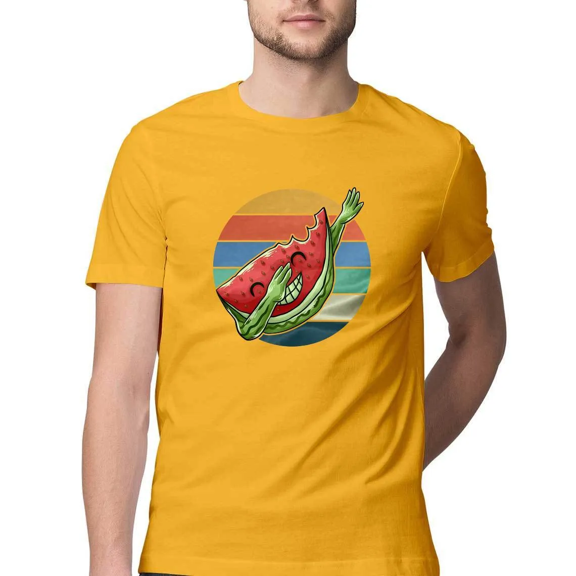 Dabbing Watermelon Round Neck T-Shirts