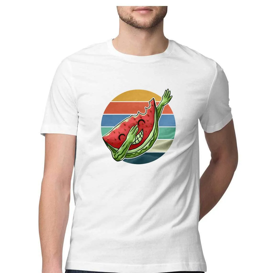 Dabbing Watermelon Round Neck T-Shirts
