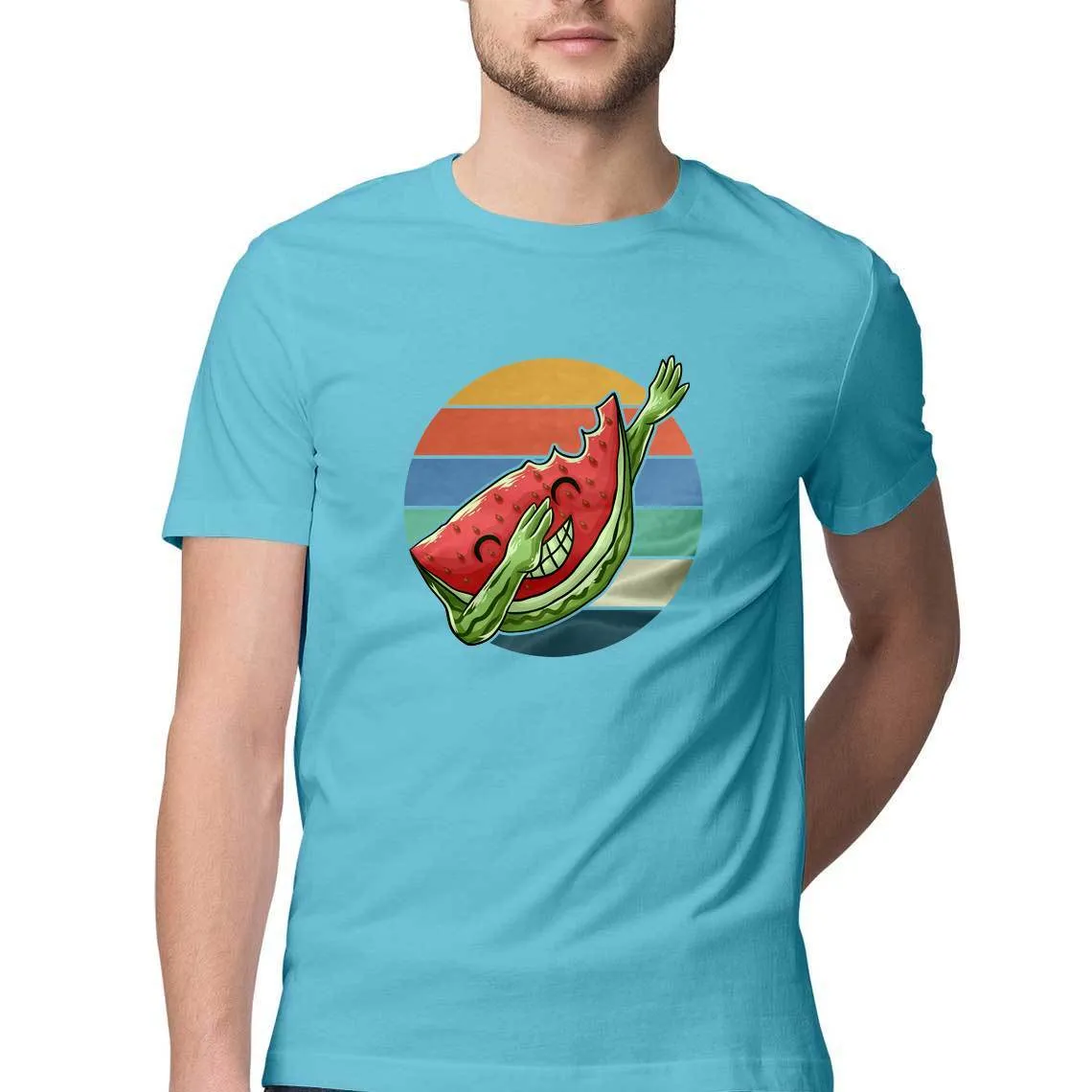 Dabbing Watermelon Round Neck T-Shirts