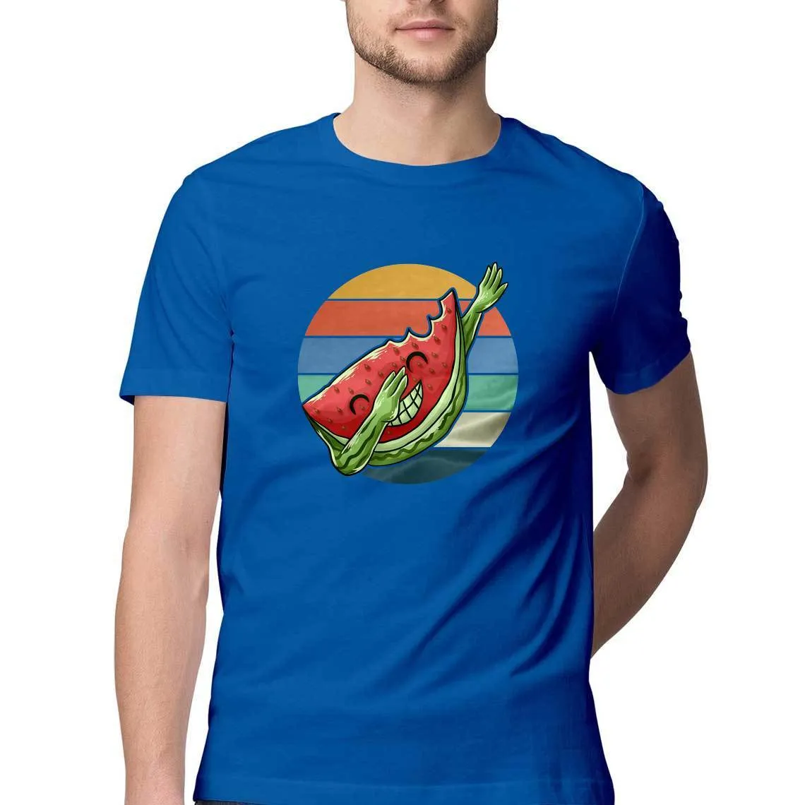 Dabbing Watermelon Round Neck T-Shirts