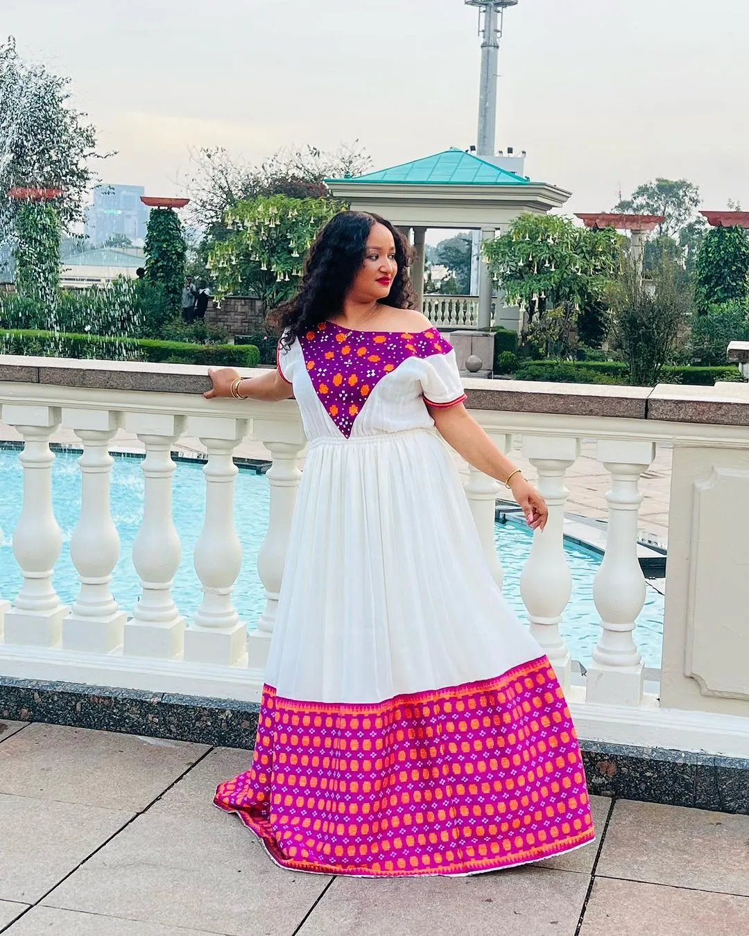 Delightful Multicolored Habesha Dress: Traditional Ethiopian Dress with Bold Design and Colors