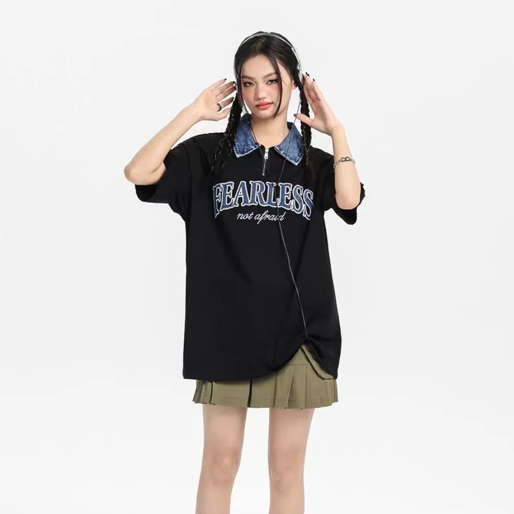“Denim zipper” T-shirt