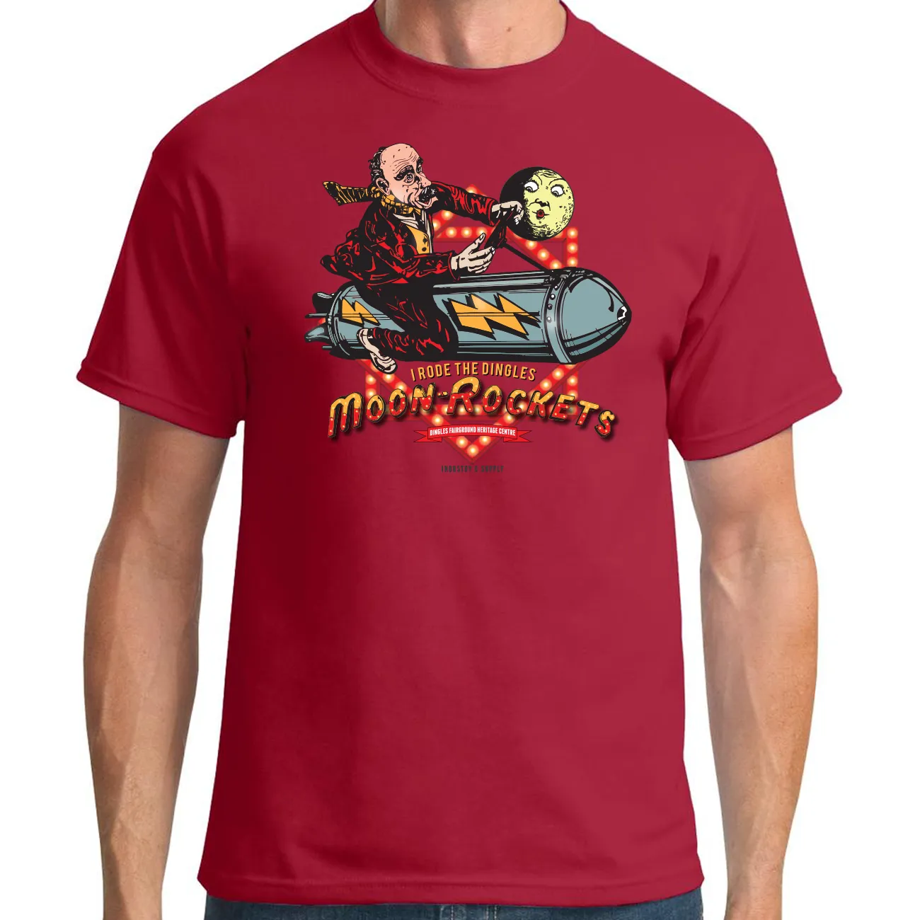 DINGLES FAIRGROUND MOON ROCKET T-SHIRT