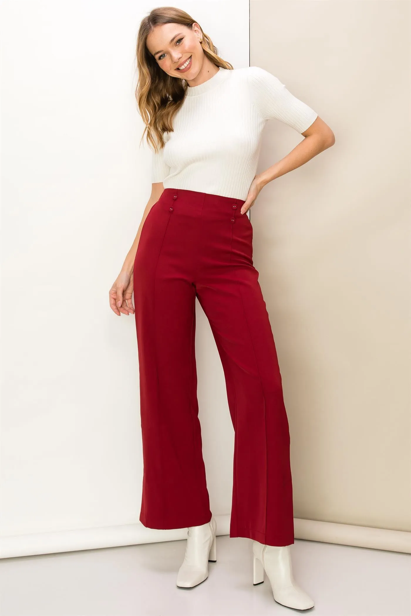 double button detail pant