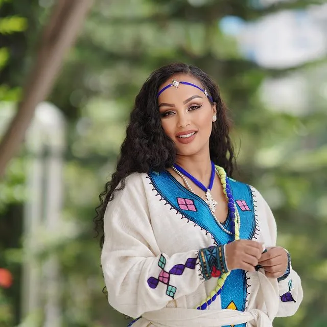 Elegant Blue Habesha Dress Traditional Ethiopian Dress Habesha Cultural Dress
