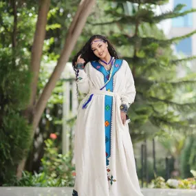 Elegant Blue Habesha Dress Traditional Ethiopian Dress Habesha Cultural Dress