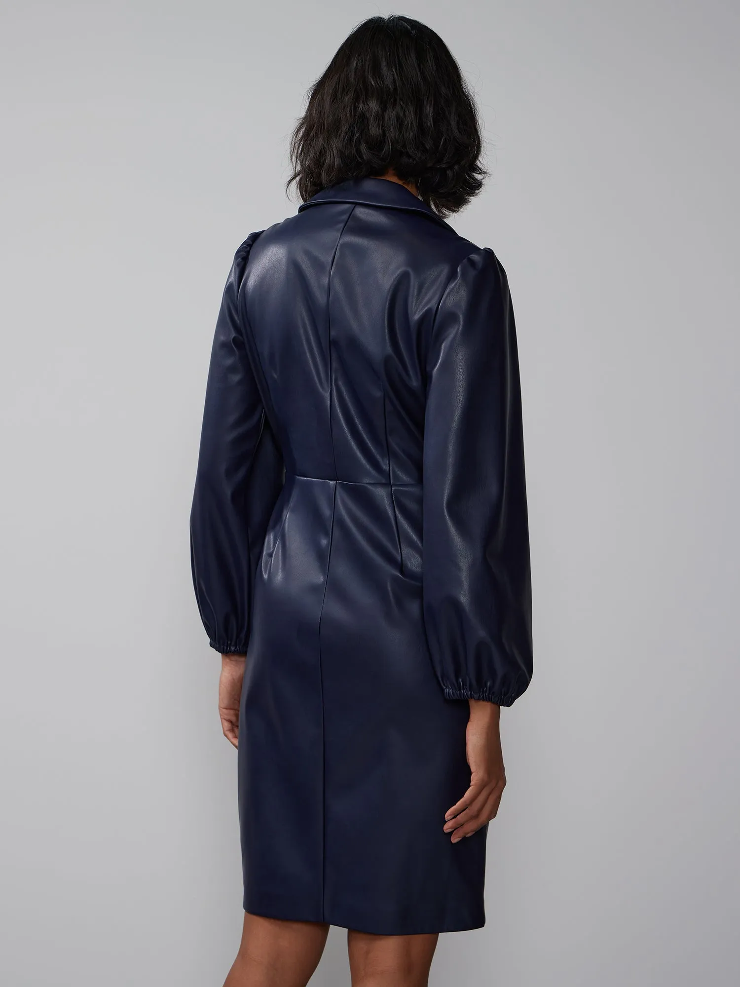 Faux Leather Mini Wrap Dress