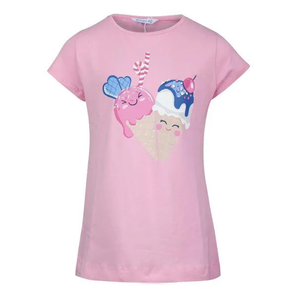 GIRLS PINK PRINT T-SHIRT.