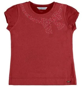 GIRLS RED BASIC T-SHIRT WITH  SHORT SLEEVES