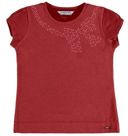 GIRLS RED BASIC T-SHIRT WITH  SHORT SLEEVES