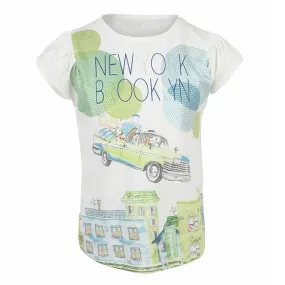 GIRLS WHITE AND KIWI SHORT SLEEVE TOP