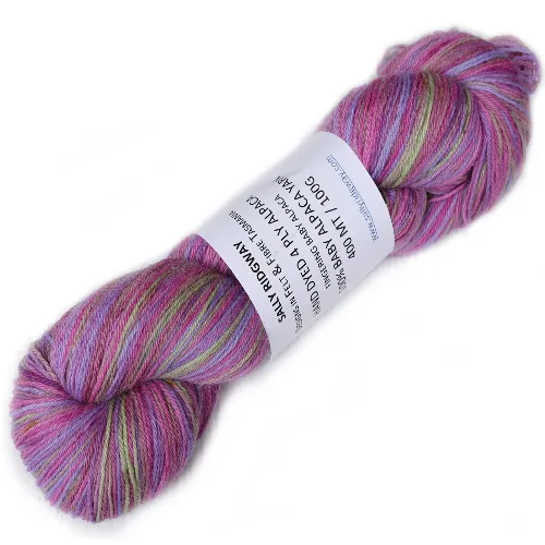 Hand Dyed Baby Alpaca Knitting Yarn 4 Ply Fingering Weight in Pink Rose Garden 12581