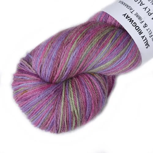 Hand Dyed Baby Alpaca Knitting Yarn 4 Ply Fingering Weight in Pink Rose Garden 12581
