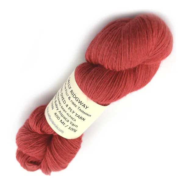 Hand Dyed Baby Alpaca Yarn 4 Ply Fingering Red 4 Ply 12192