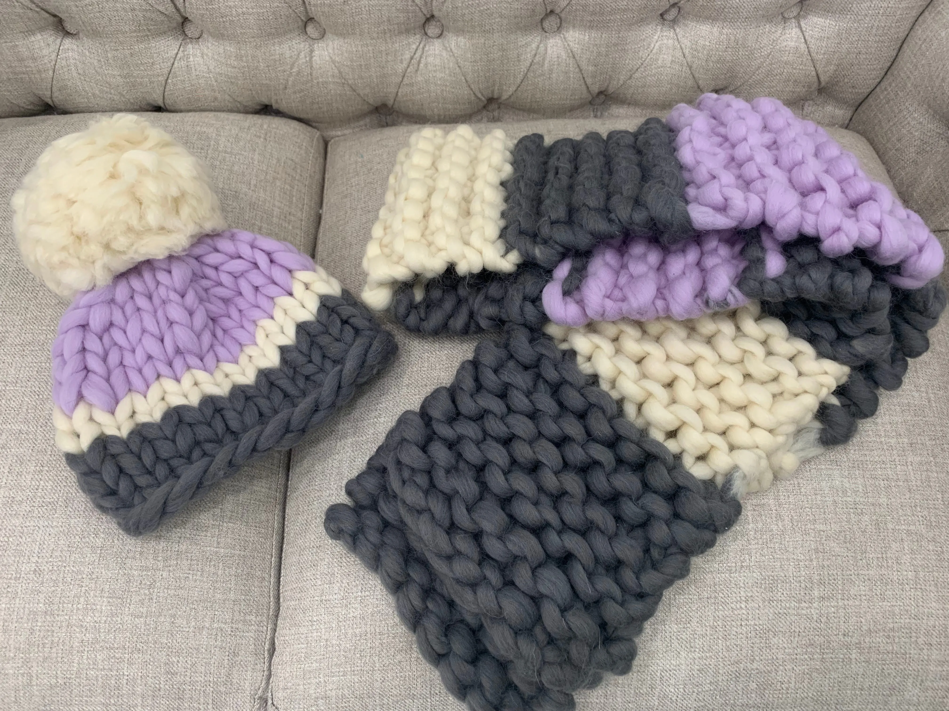 Hat and Scarf Set, printed pattern