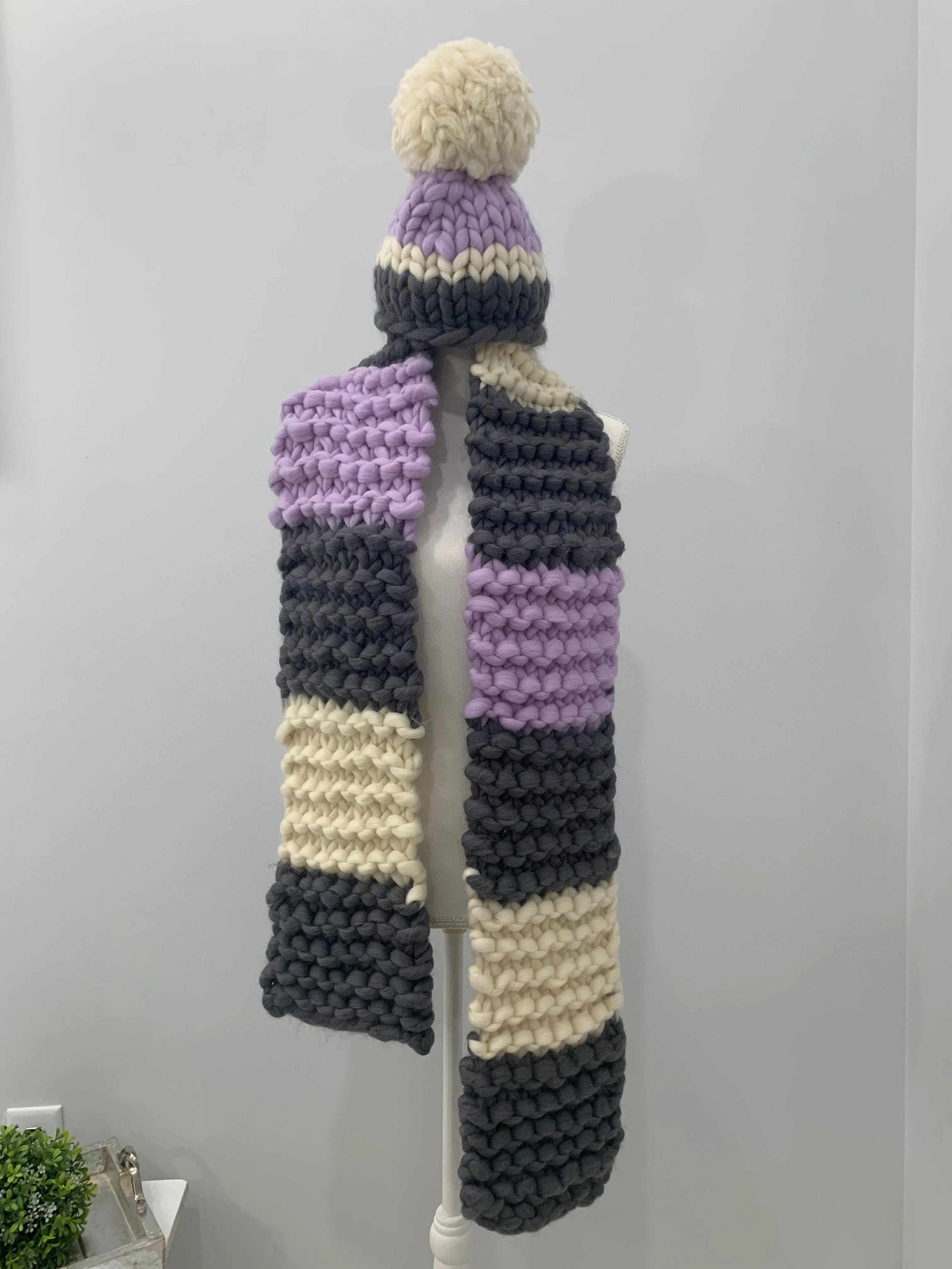 Hat and Scarf Set, printed pattern