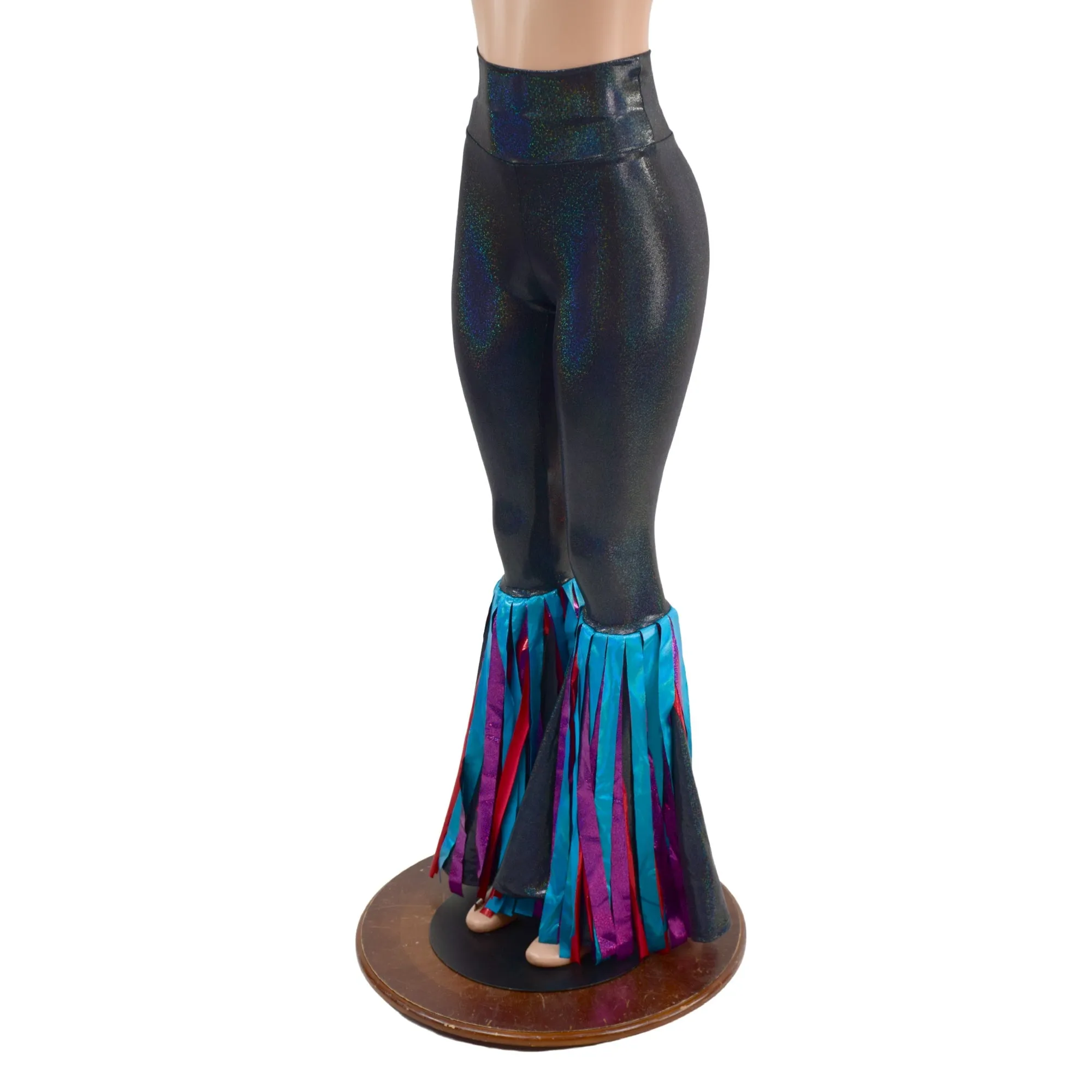 High Waist Bell Bottom Flares with Gladiator Fringe