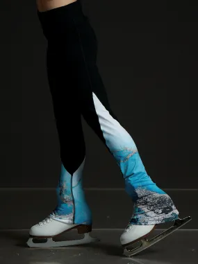 High Waist Black Legging - Marbled Turquoise