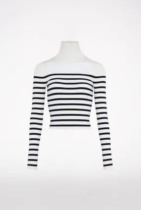 JEAN PAUL GAULTIER TRES - RIBBED MARINIERE PULLOVER WITH TRANSPARENT WINDOW DETAIL