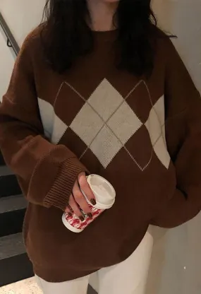 Joskaa Vintage Argyle Pullover Sweater