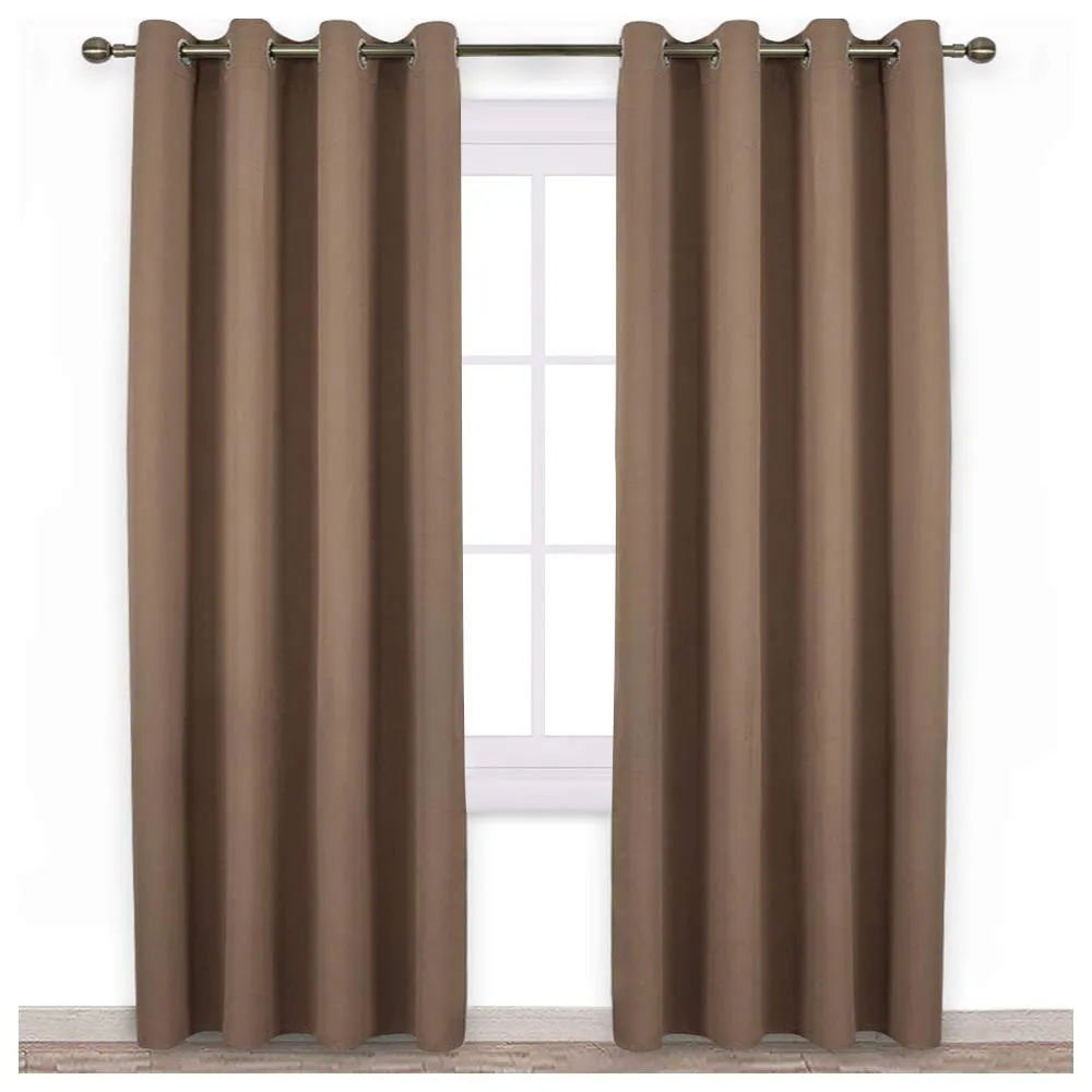 KOSOVO Silk Blackout Curtain Pack of 1 Piece Only with 3 Layers Weaving Technology Thermal Insulated Draperies Energy Saving (Width - 4ft x 4ft -Length) Mocha