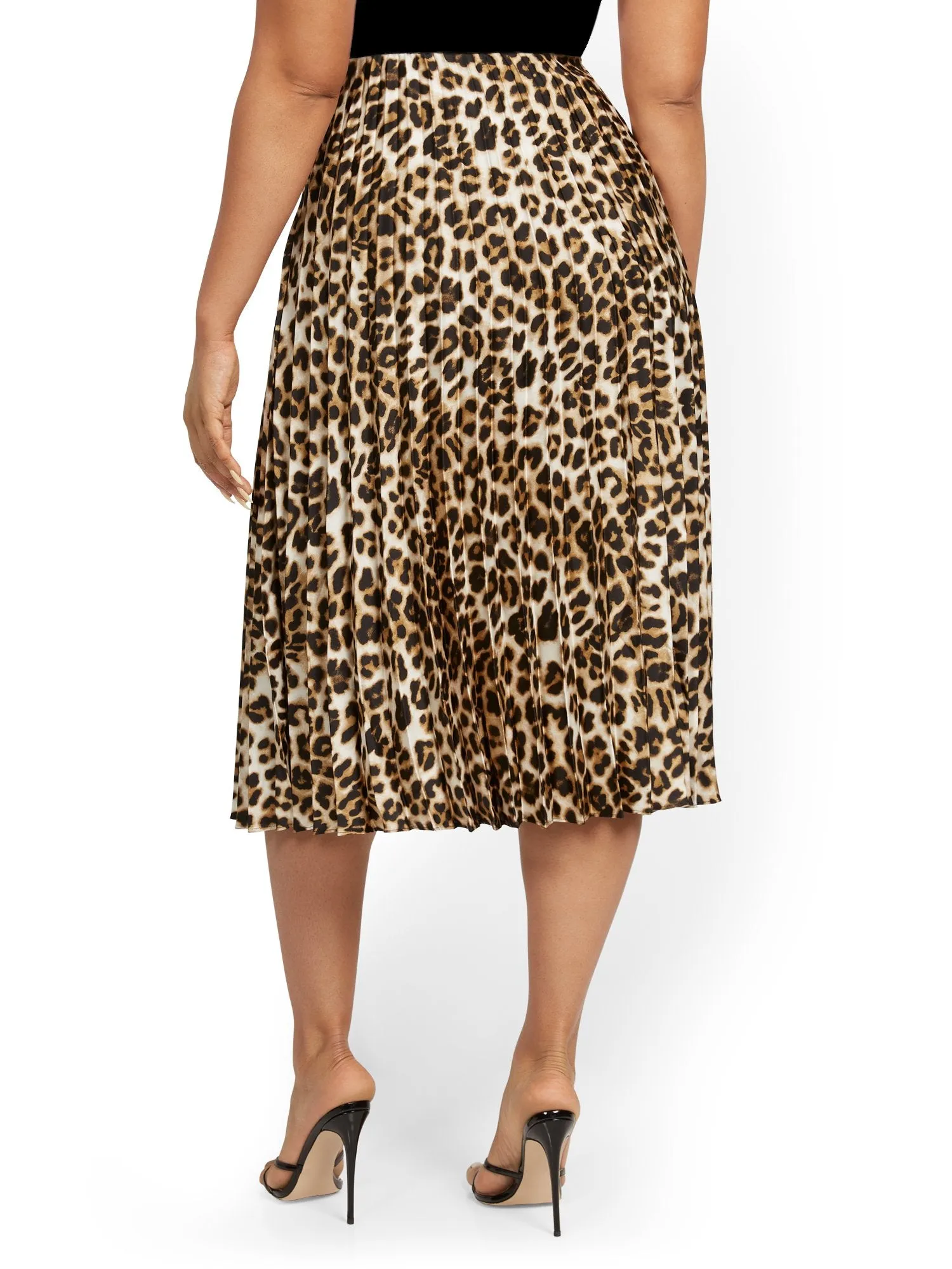 Leopard-Print Pleated Skirt