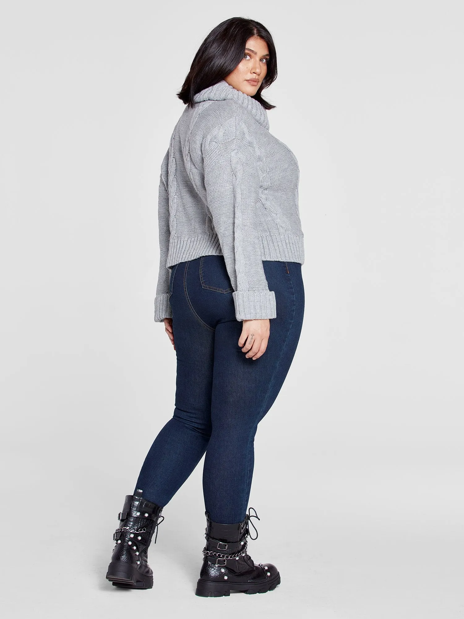 Liana Cableknit Turtleneck Sweater