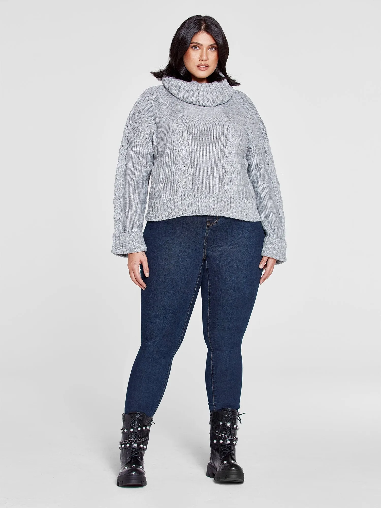 Liana Cableknit Turtleneck Sweater