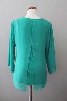 Light Summer Aqua Mixed-Media Blouse