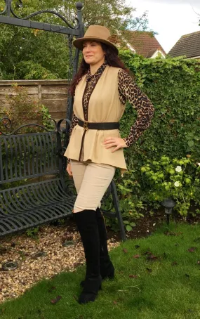 Lily Camel Herringbone 100% Cashmere Gilet