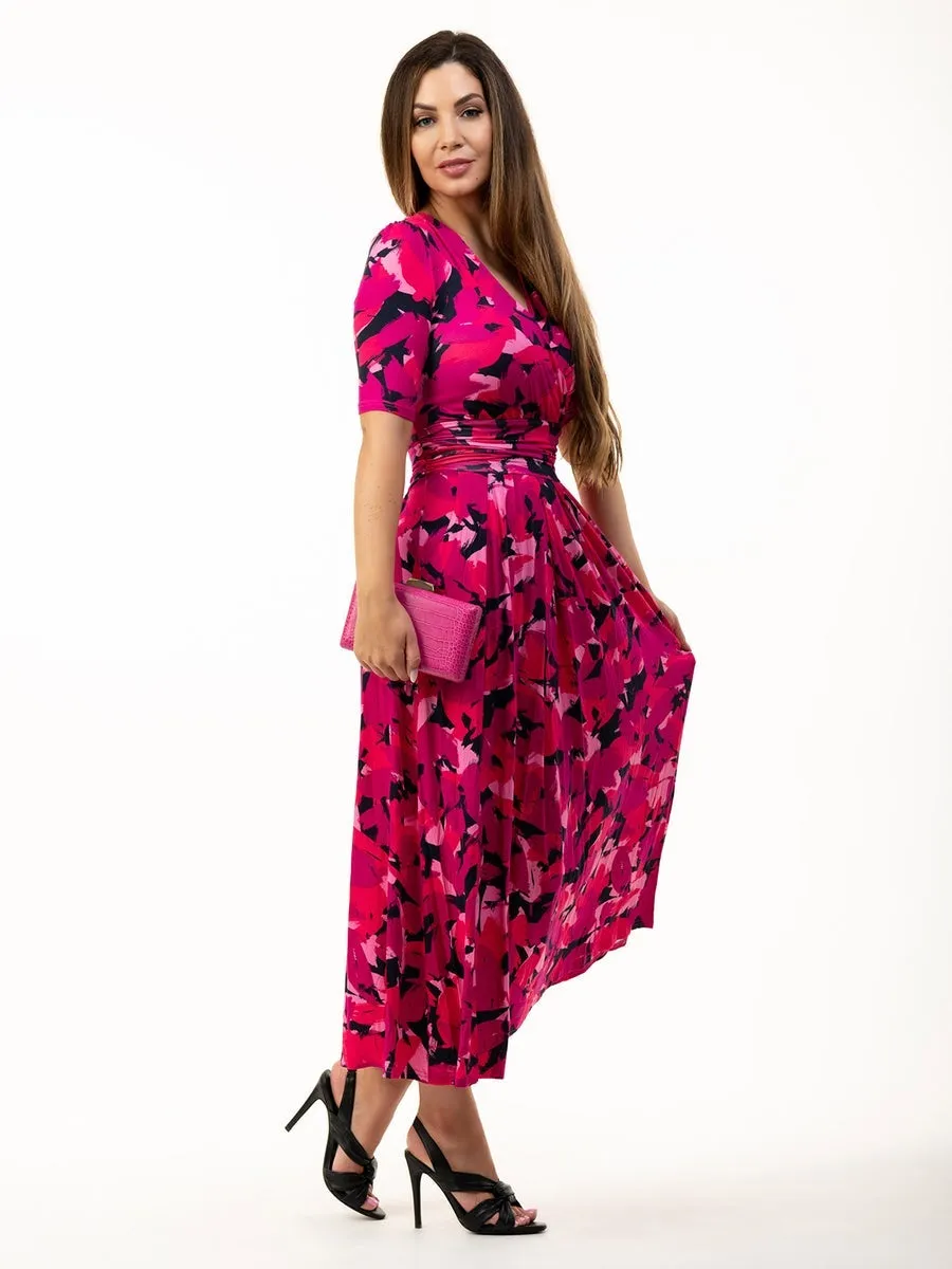 Macara Wrap Maxi Dress | Pink Abstract