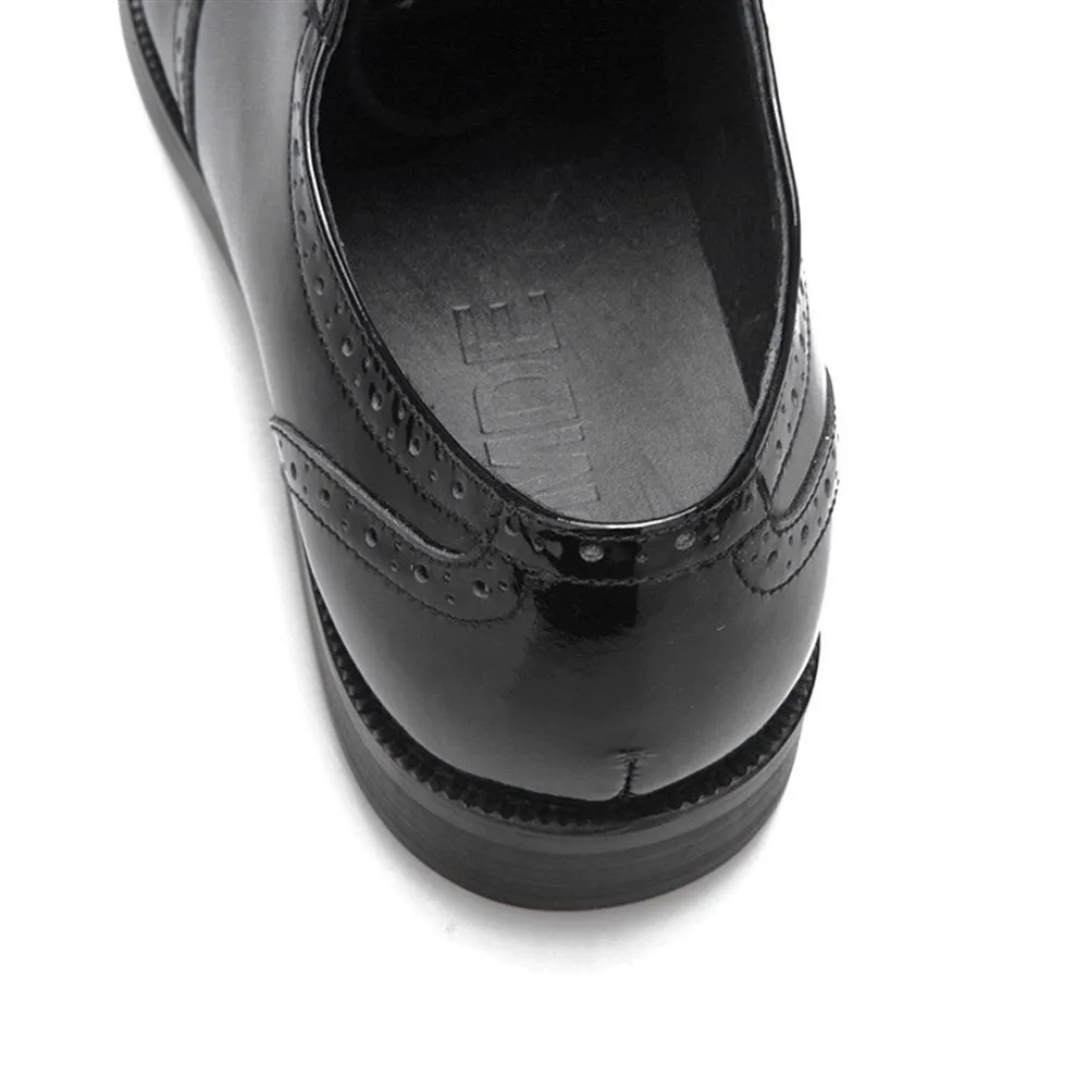 Men Patent Leather Lace Up Flat Formal Shoes