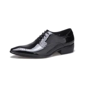 Men Pointed Brogue Lace Up Formal Shoes