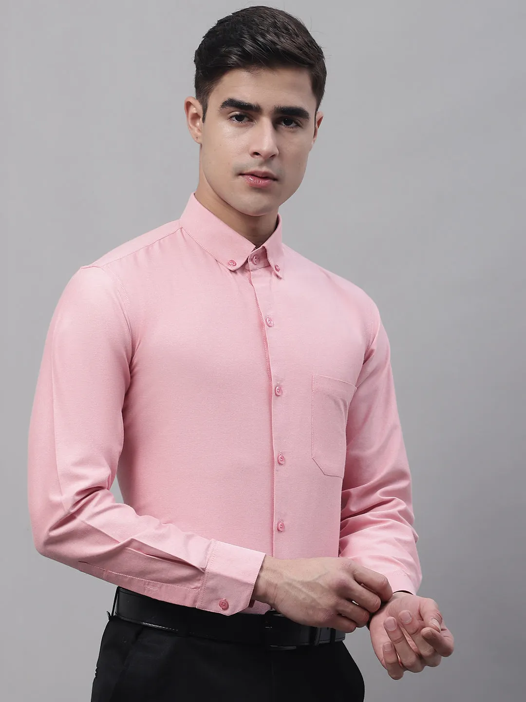 Men'S Coral Cotton Solid Formal Shirt