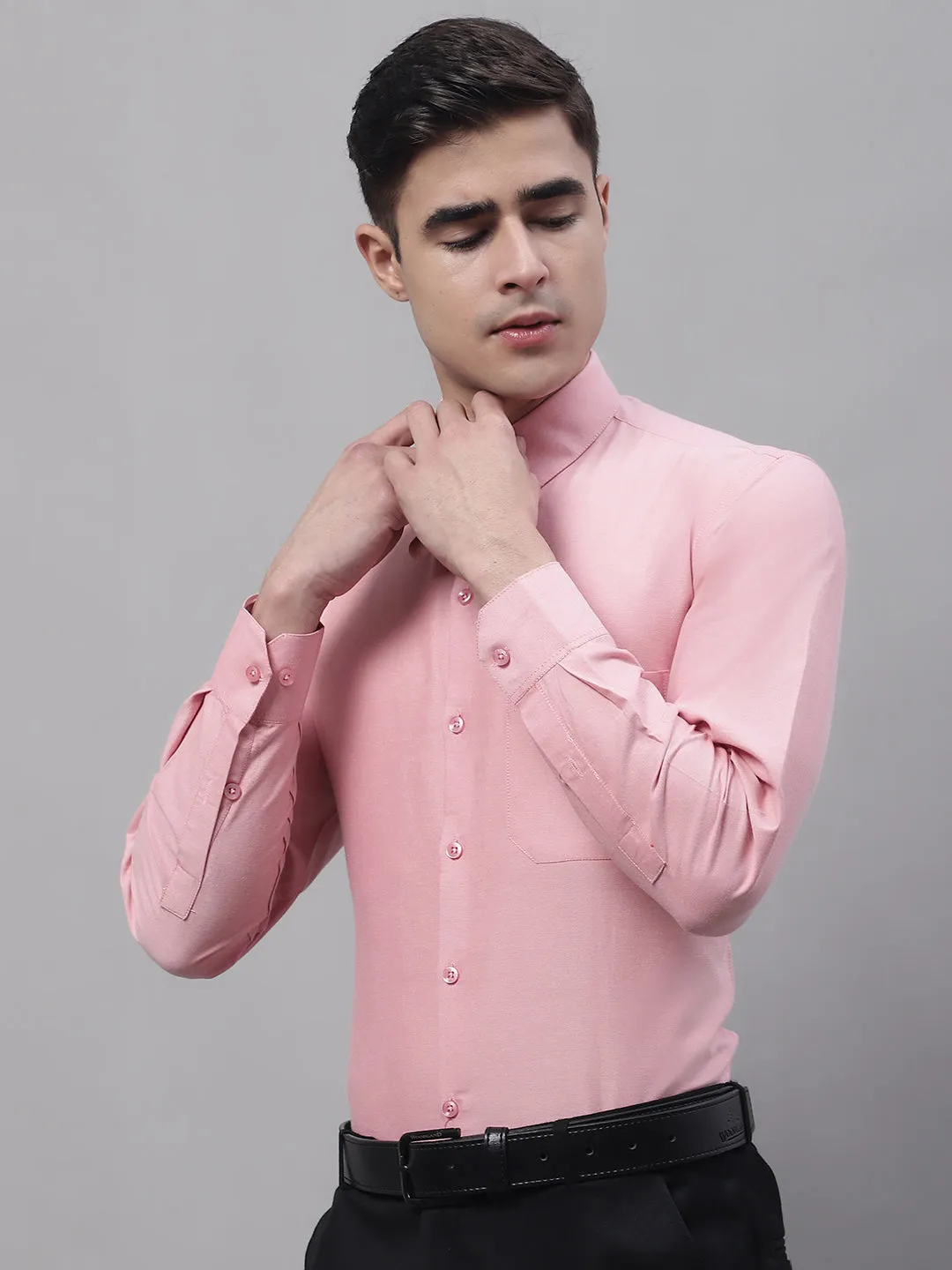 Men'S Coral Cotton Solid Formal Shirt