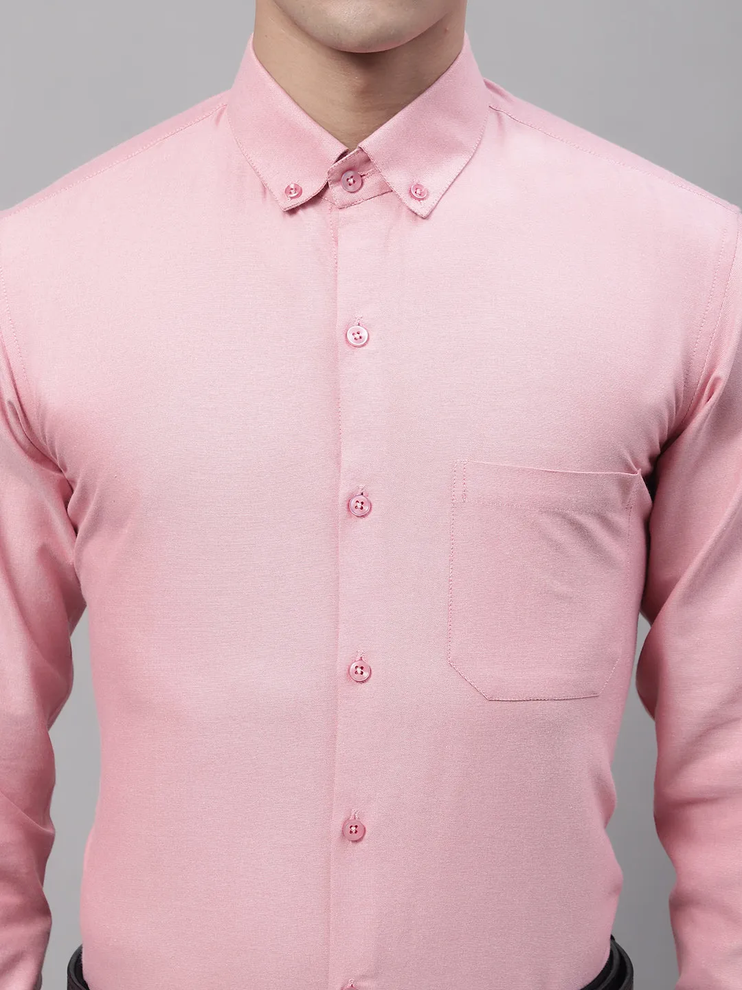 Men'S Coral Cotton Solid Formal Shirt