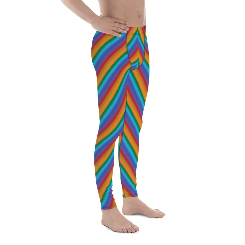 Men's rainbow stripe leggings, Meggings