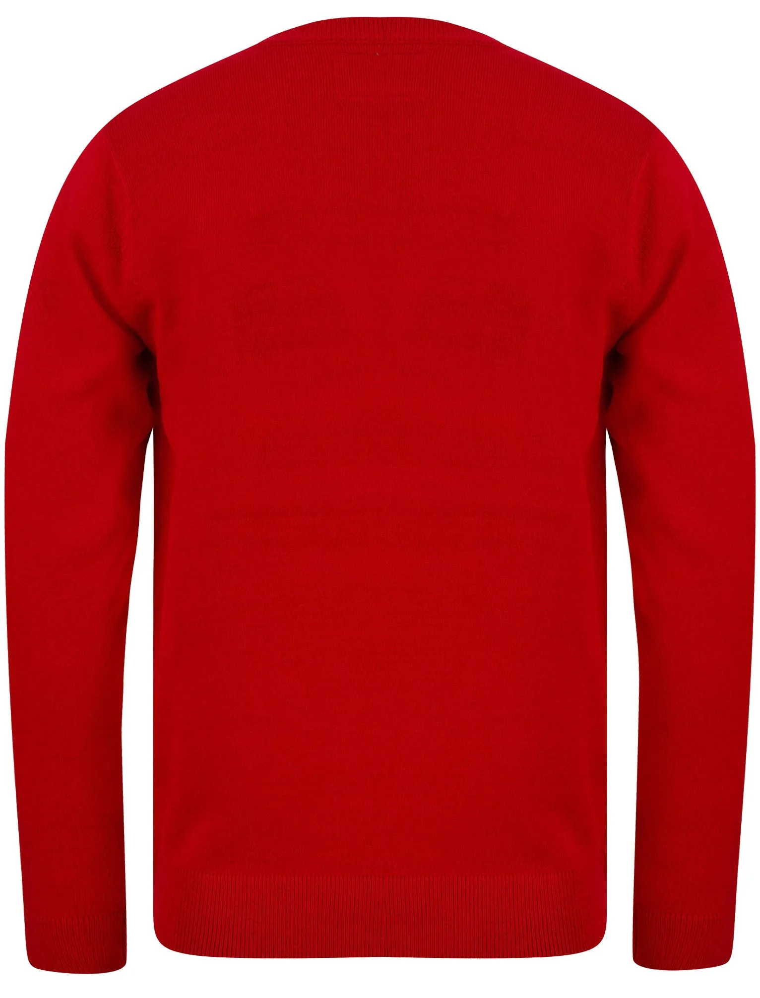 Men's Rudolph Smile Motif Novelty Christmas Jumper in George Red - Merry Christmas