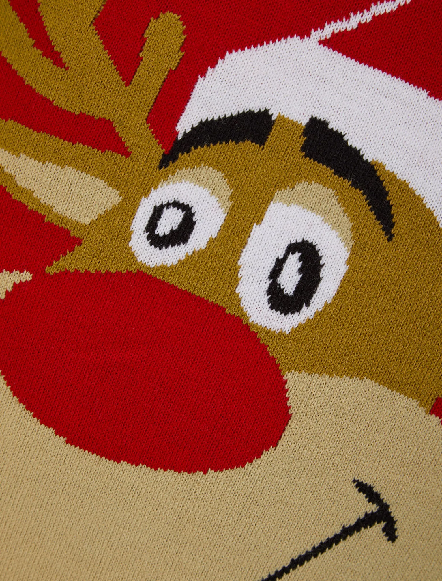 Men's Rudolph Smile Motif Novelty Christmas Jumper in George Red - Merry Christmas