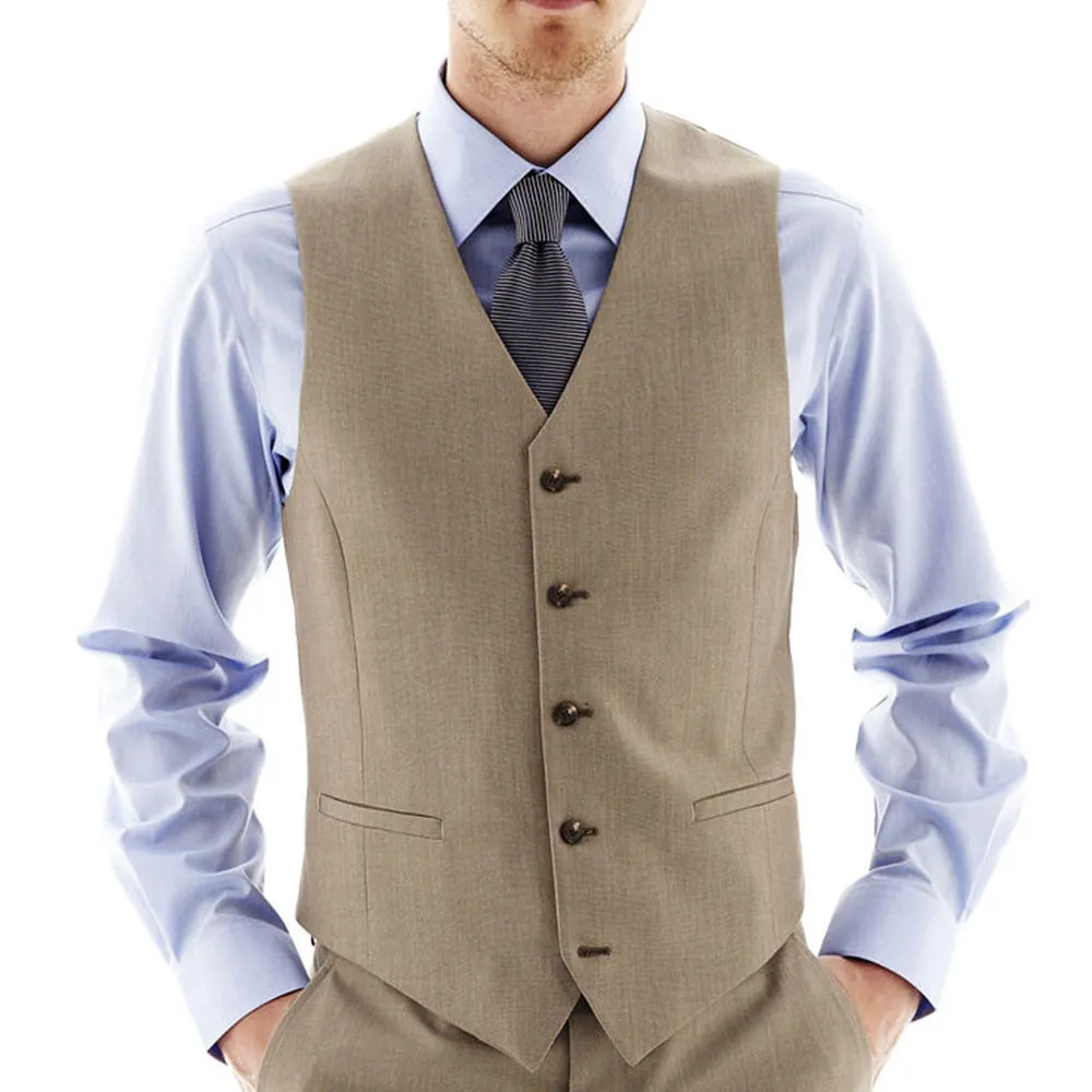 Men's Slim-Fit Suit Vest,Khaki
