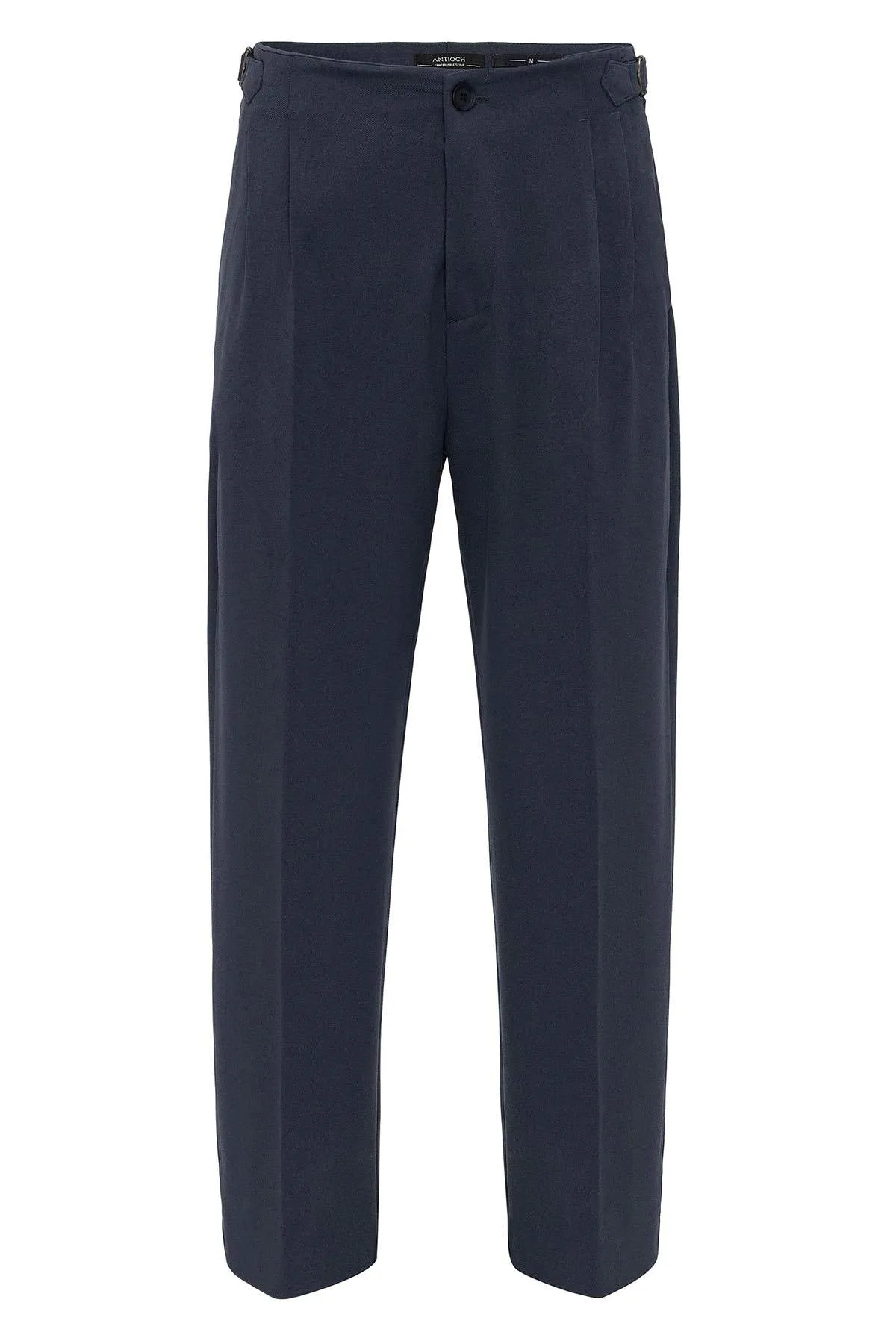 Men's Smoked High-Waisted Buckle Detail Relaxed Fit  Pants - Wessi