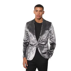 Men's Velvet Blazer,Silver