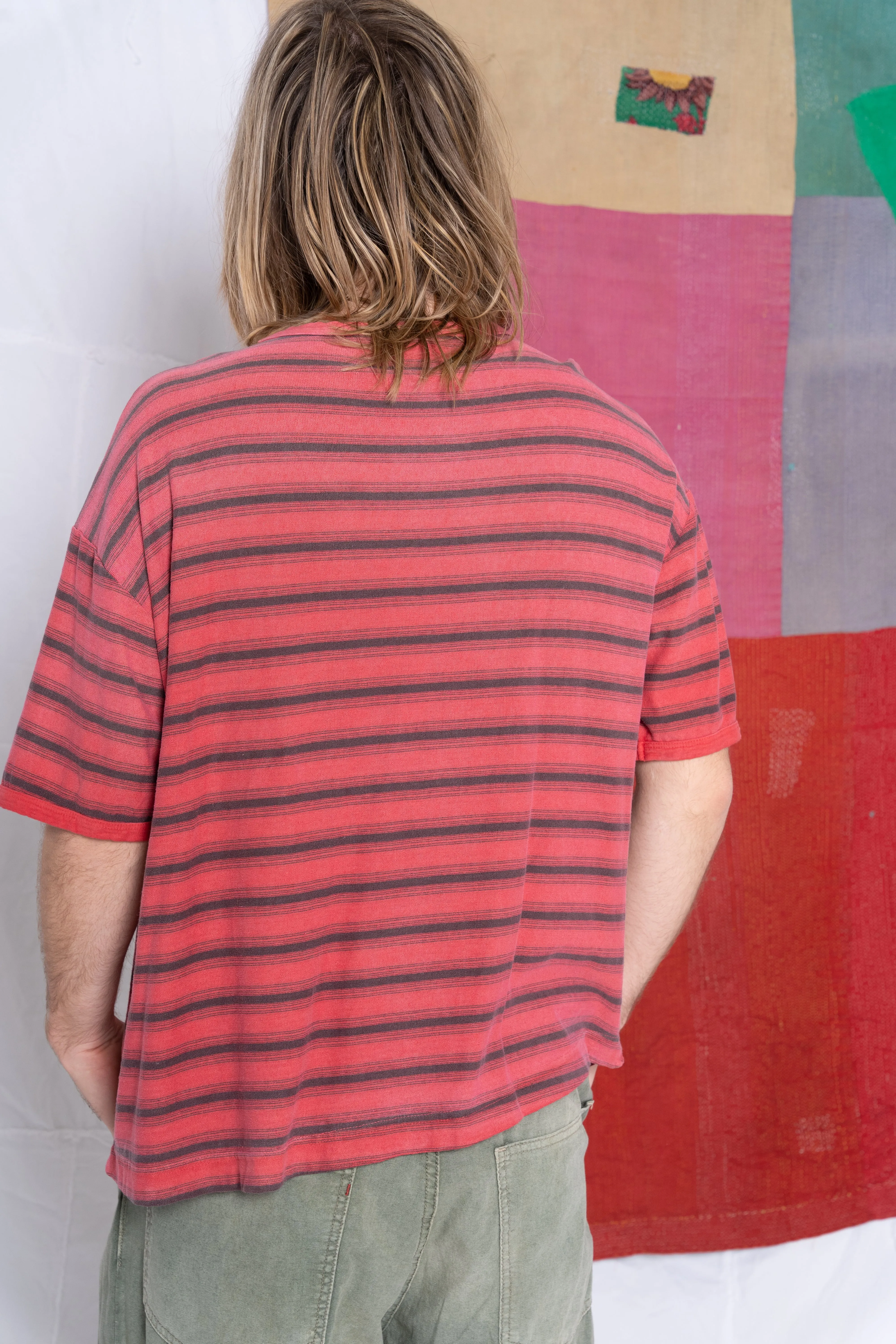Model T. Hemp Stripes Sunfaded Dye Red
