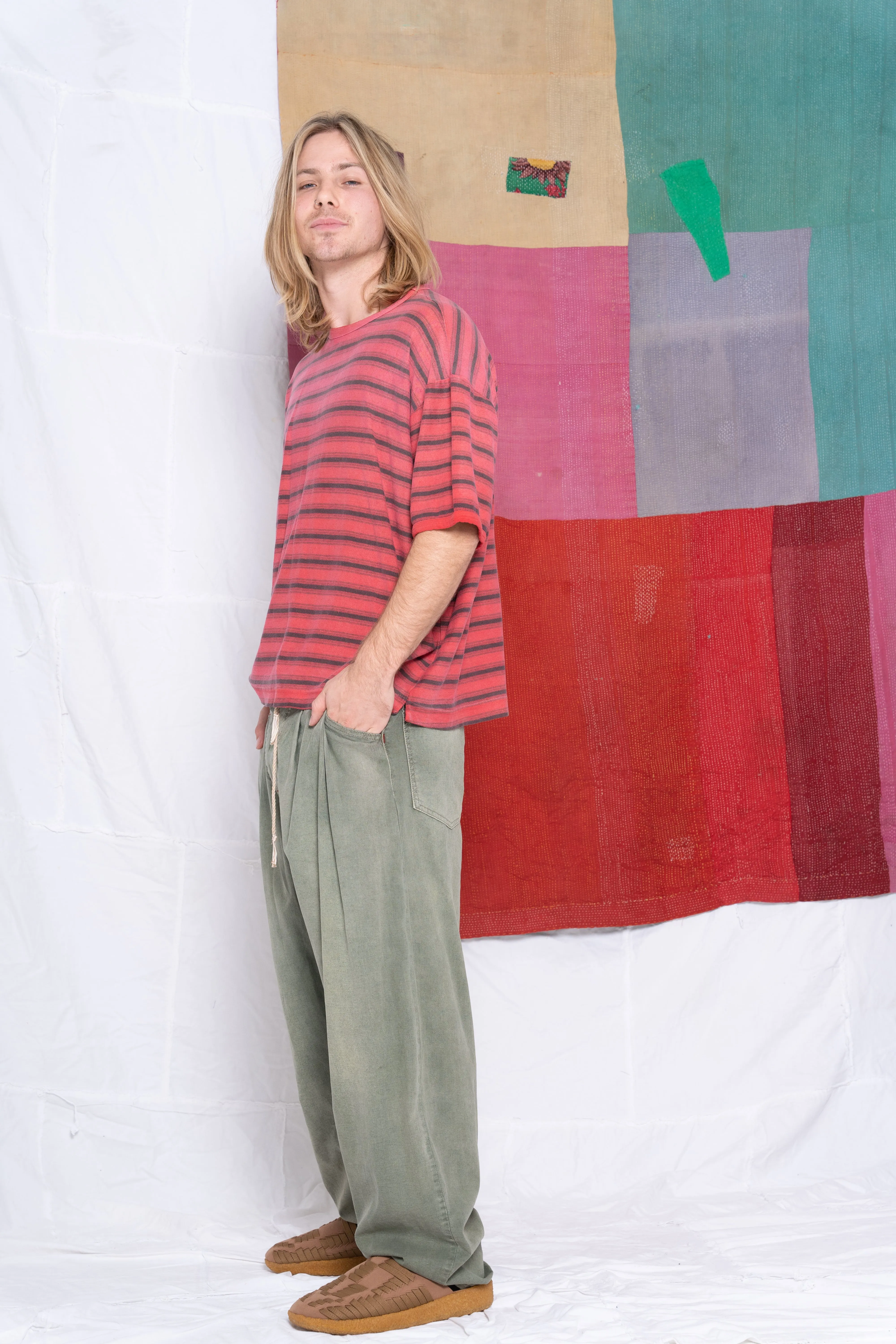 Model T. Hemp Stripes Sunfaded Dye Red
