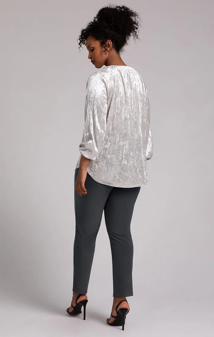 Move Pullover w/ Half Elastic Cuff, Crinkle Velvet