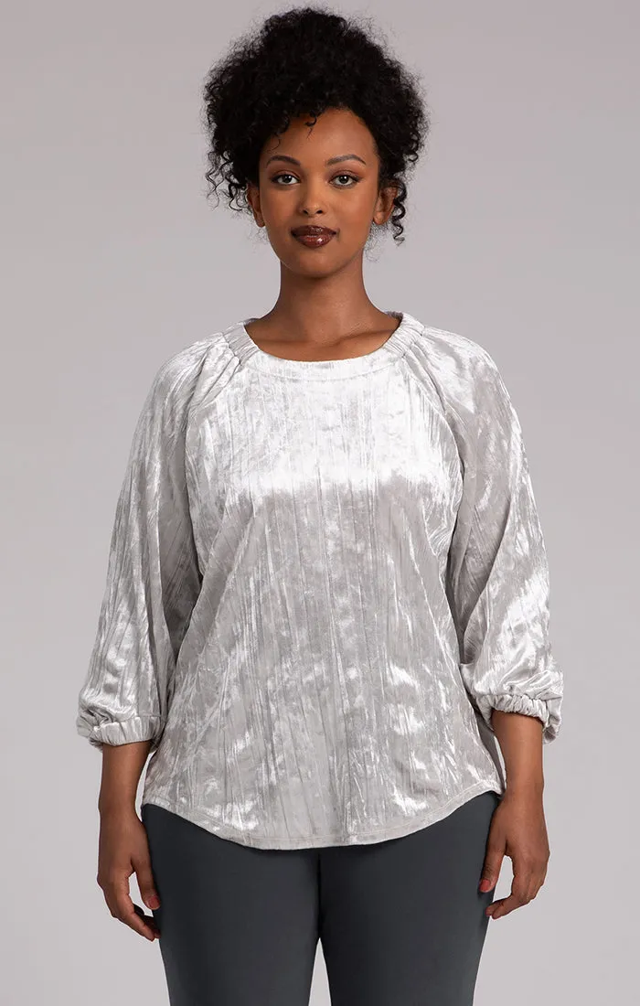 Move Pullover w/ Half Elastic Cuff, Crinkle Velvet